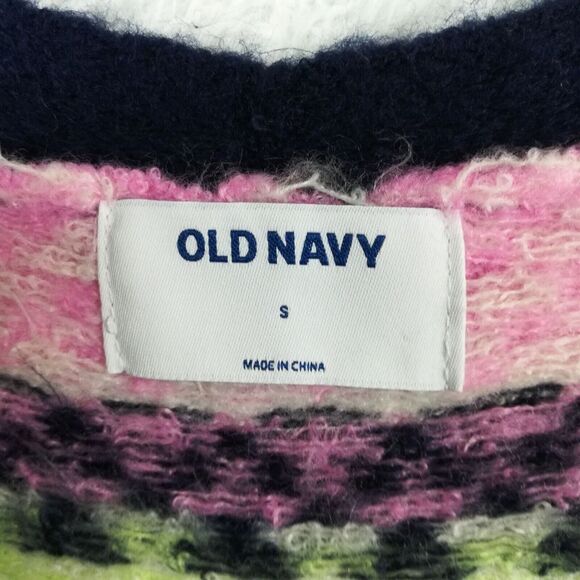 Old Navy Womens Sweater Cardigan Fair Isle Long Spongy Longlin Bright Stripe S - Picture 6 of 11